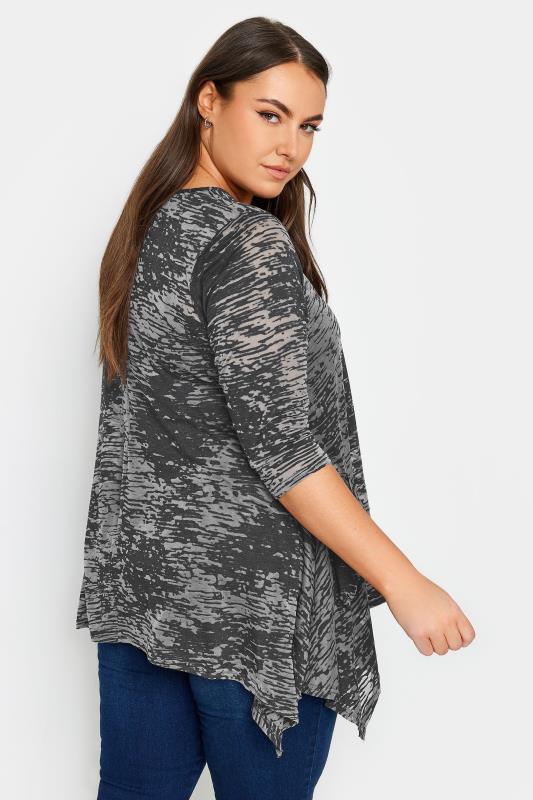 YOURS Plus Size Black Abstract Print Pocket Top | Yours Clothing 3