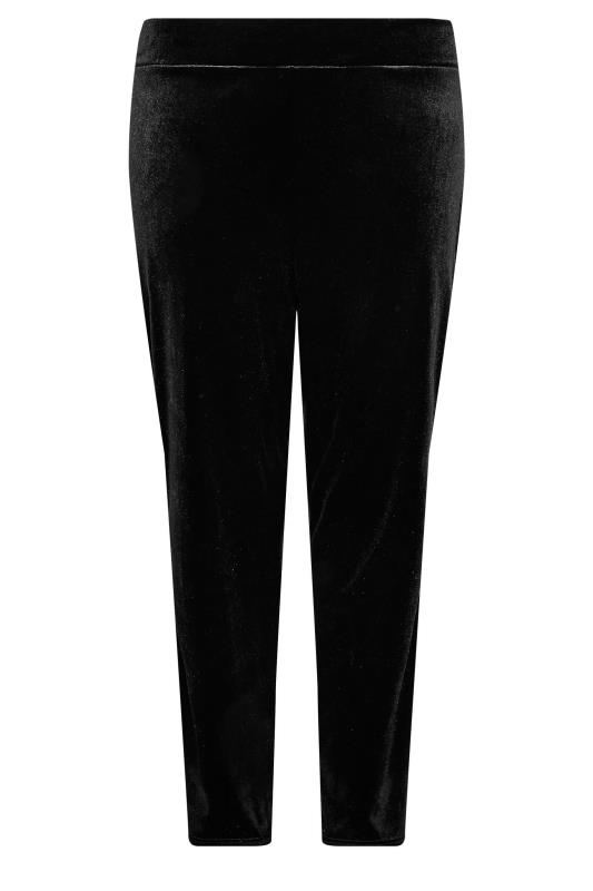 Plus Size Womens Curve Black Velvet Stretch Tapered Trousers - Petite | Yours Clothing 4