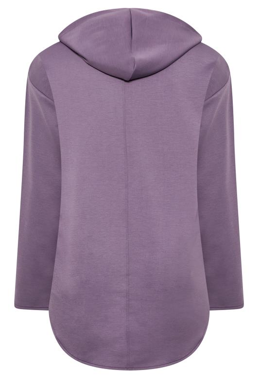 Curve Plus Size Purple V-Neck Jersey Hoodie | Yours Clothing  8