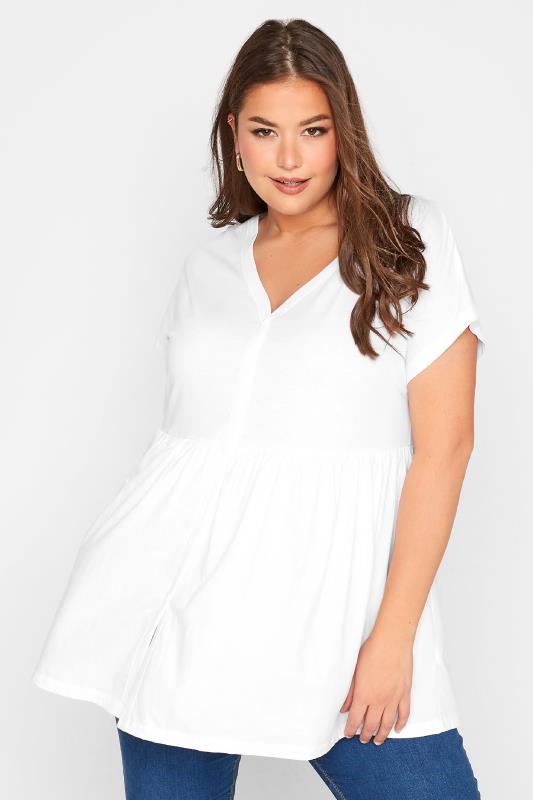 Plus Size  YOURS Curve White Button Through Smock Top