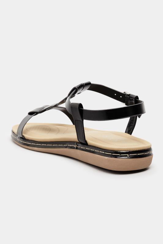 Black Patent Plaited Strap Sandals In Wide E Fit & Extra Wide EEE Fit | Yours Clothing 4