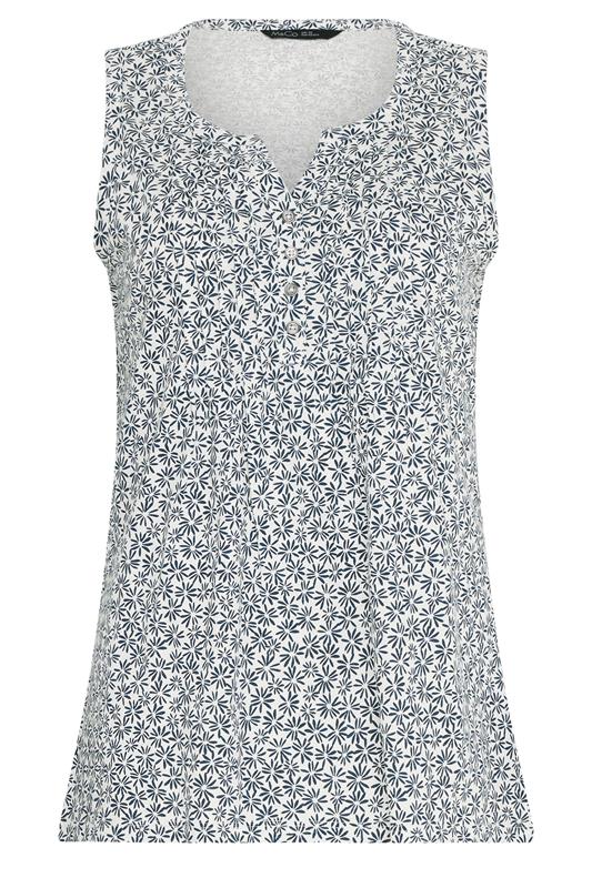 M&Co 2 PACK Navy Blue Floral Cotton Sleeveless Henley Tops | M&Co 8