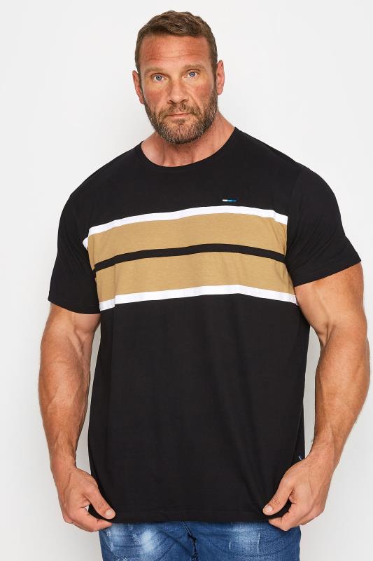 BadRhino Big & Tall Black Colour Block Stripe T-Shirt | BadRhino 1