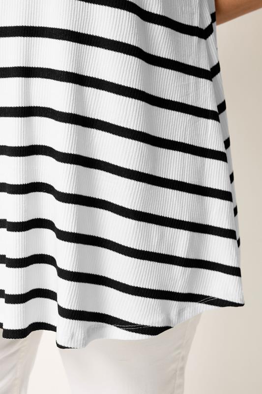 Yours Plus Size Black Ribbed Stripe Swing T-Shirt | Yours Clothing 4
