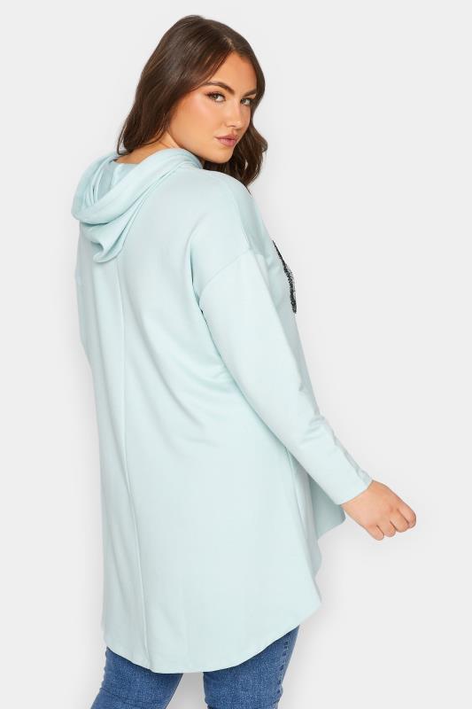 YOURS Plus Size Curve Mint Green 'USA' Slogan Longline Hoodie | Yours Clothing  3