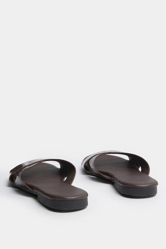 Chocolate Brown Faux Leather Mule Sandals | Yours Clothing 4