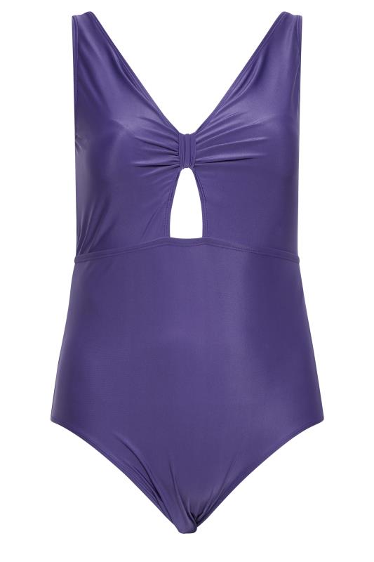 YOURS Plus Size Purple Keyhole Tummy Control Swimsuit | Yours Clothing 6