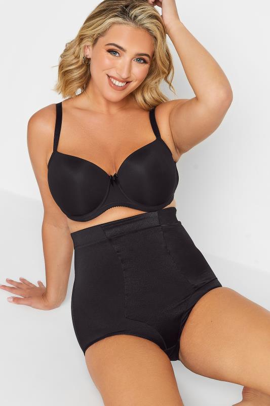  Shapewear YOURS Curve Black Satin Control High Waisted Full Brief