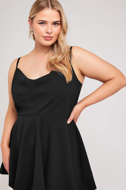 YOURS LONDON Plus Size Black Lace Peplum Top | Yours Clothing 1