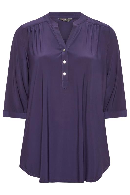 YOURS Plus Size Purple Half Placket Shirt | Yours Clothing 5