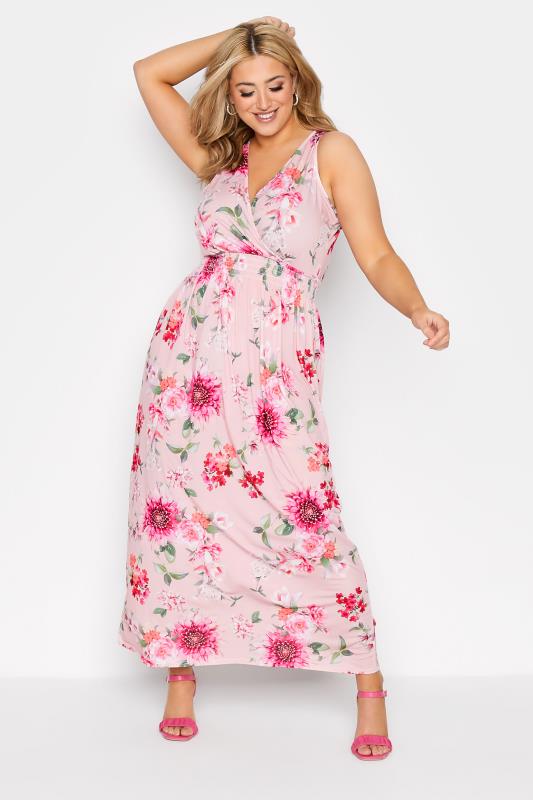 YOURS LONDON Plus Size Pink Floral Print Maxi Dress | Yours Clothing 2