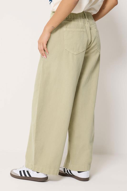 PixieGirl Petite Women's Sage Green Tie Waist Wide Leg Jeans | PixieGirl  2