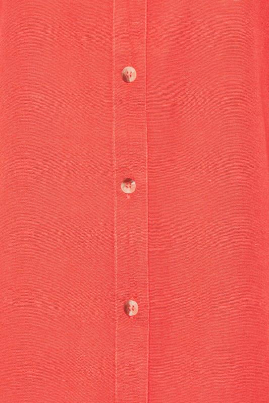 LTS Tall Coral Orange Long Sleeve Linen Blend Shirt | Long Tall Sally 5