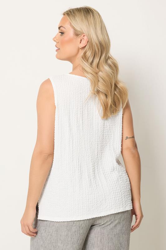 YOURS Plus Size White Bubble Textured Vest Top | Yours Clothing 2