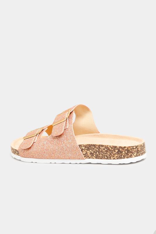 Pink Glitter Buckle Strap Footbed Sandals In Extra Wide EEE Fit_C.jpg