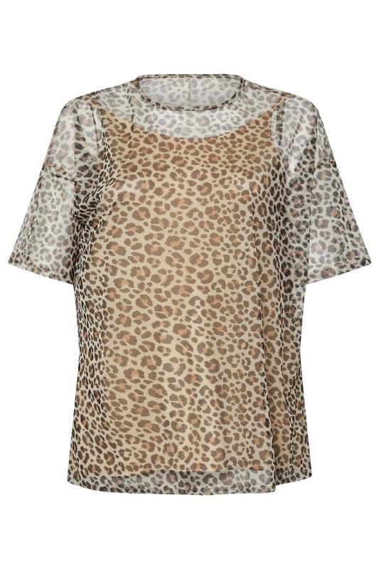 YOURS Plus Size Brown Leopard Print Oversized Mesh Top | Yours Clothing 5