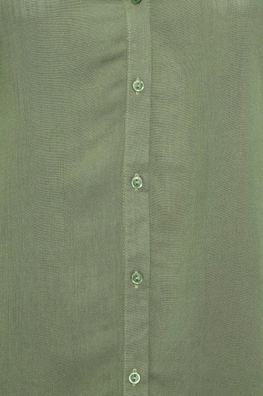 YOURS Curve Plus Size Khaki Green Button Through Shirt | Yours Clothing  5