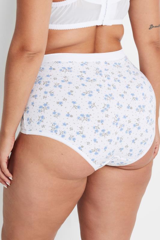 YOURS Plus Size 5 PACK Blue Floral Print Full Briefs | Yours Clothing 3