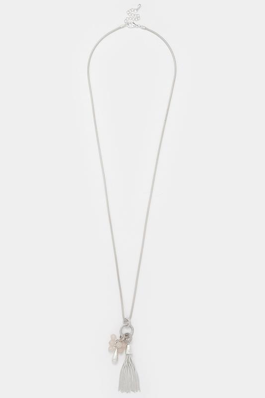 Silver Tone Long Pendant Charm Necklace | Yours Clothing 1