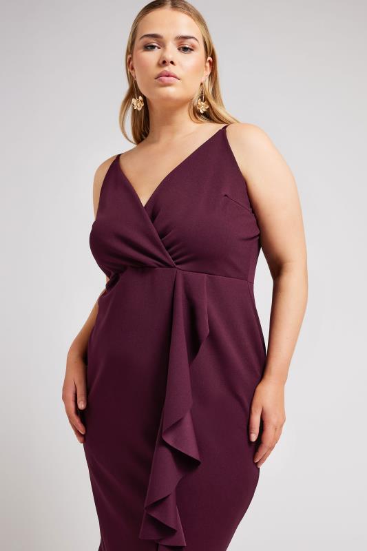 Plus Size  YOURS LONDON Curve Purple Ruffle Wrap Dress
