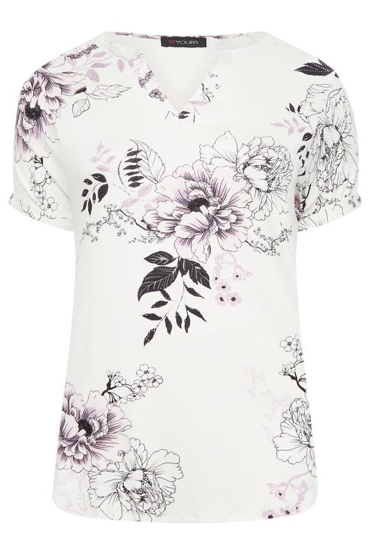 YOURS Plus Size White Floral Print Half Placket Blouse | Yours Clothing  6