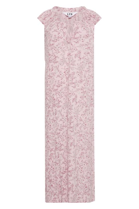 LTS Tall Women's Pink Floral Print Tie Neck Cotton Nightdress | Long Tall Sally  6
