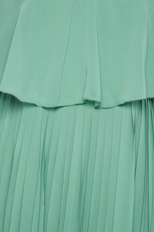 YOURS LONDON Plus Size Green Pleated Overlay Midi Dress | Yours Clothing 5