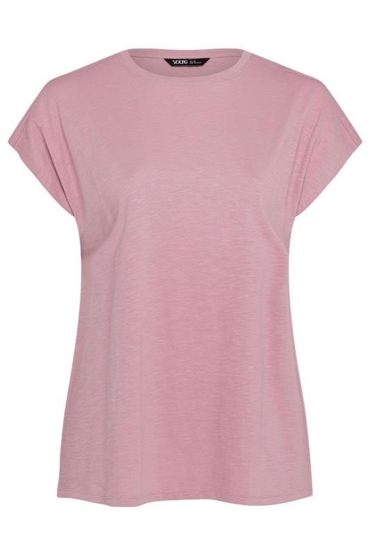 YOURS Plus Size Blush Pink Crew Neck T-Shirt | Yours Clothing 5