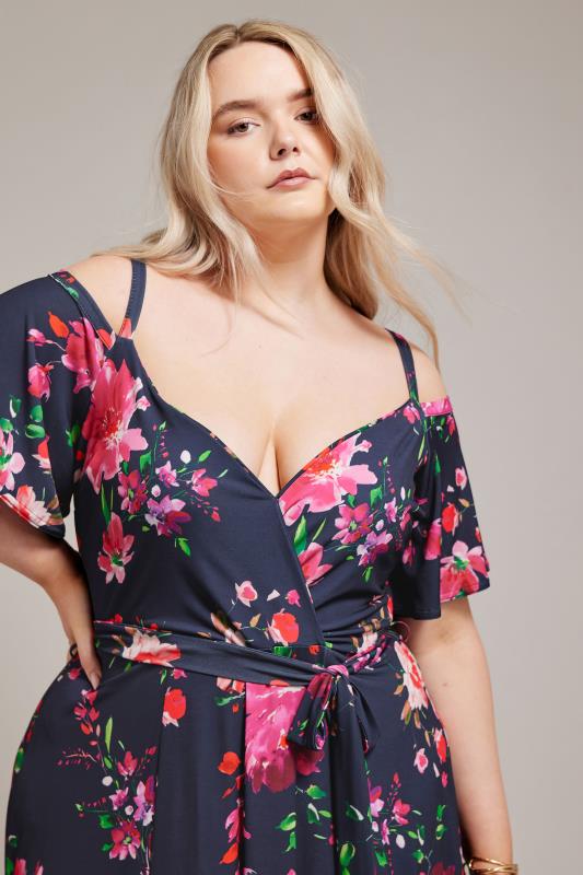 YOURS LONDON Plus Size Navy Blue Floral Maxi Dress | Yours Clothing 2