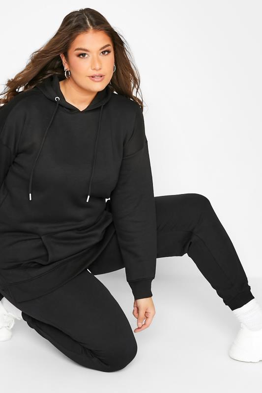Plus Size Black Overhead Hoodie | Yours Clothing 2