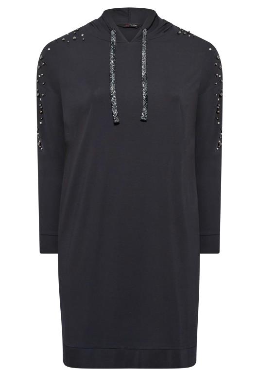 Plus Size Navy Blue Embellished Hoodie Dress | Yours Clothing 6