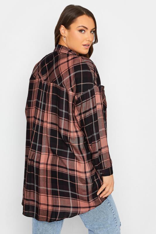 Plus Size Pink Check Button Through Shirt | Yours Clothing  3