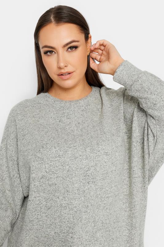YOURS LUXURY Curve Light Grey Front Seam Detail Jumper | Yours Clothing 4