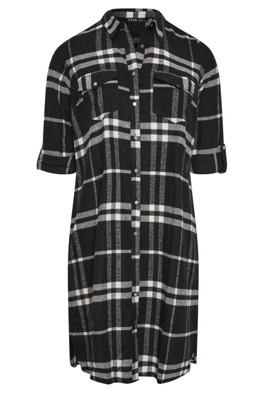 YOURS Plus Size Black Check Print Longline Shirt | Yours Clothing 6