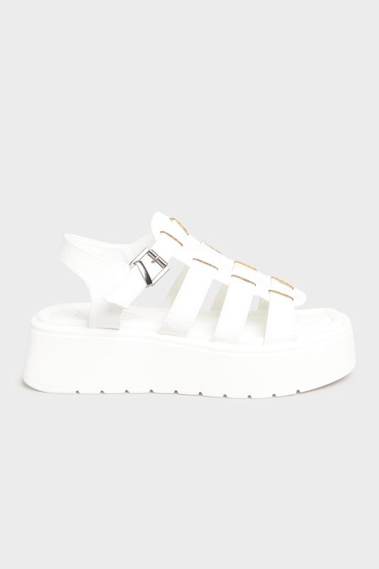PixieGirl White Croc Gladiator Platform Sandals In Standard D Fit 3