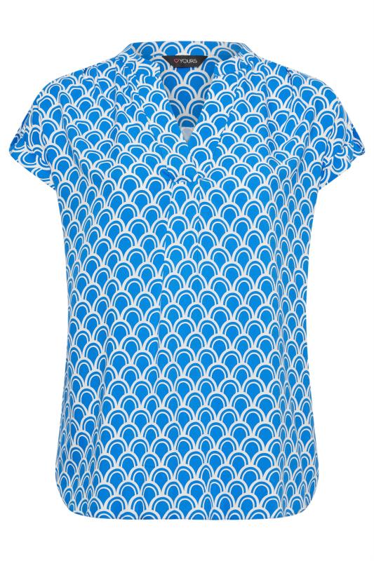 YOURS Plus Size Blue Geometric Print Blouse | Yours Clothing 5