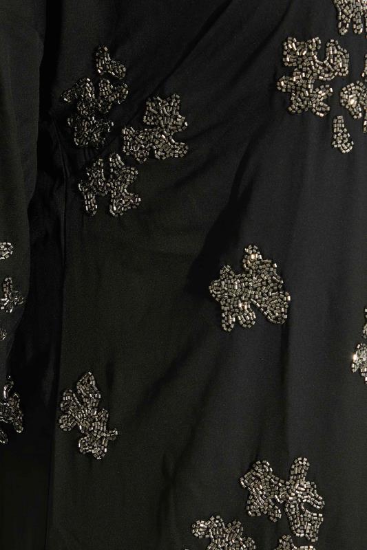 LUXE Plus Size Black Hand Embellished Kimono | Yours Clothing 7