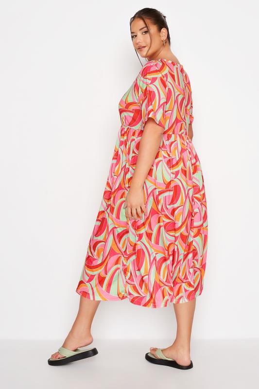 Plus Size LIMITED COLLECTION Bright Pink Abstract Print Midaxi Smock Dress | Yours Clothing 3