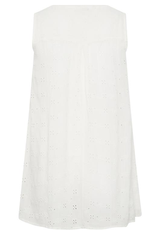 YOURS Plus Size White Broderie Anglaise Pleat Front Vest Top | Yours Clothing 7