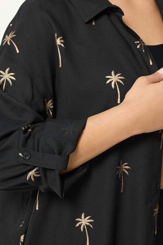 YOURS Plus Size Black & Gold Palm Tree Shirt Dress | Yours Clothing 4