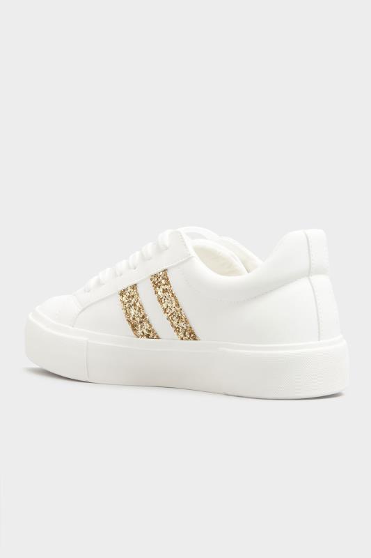 LIMITED COLLECTION White & Gold Stripe Flatform Trainers in Regular Fit_D.jpg