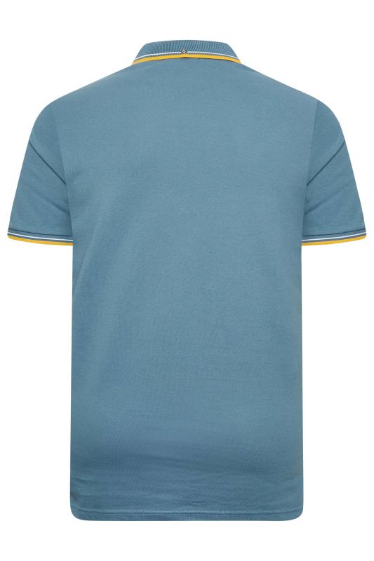 BEN SHERMAN Big & Tall Shadow Blue Signature Tipped Polo Shirt | BadRhino  4