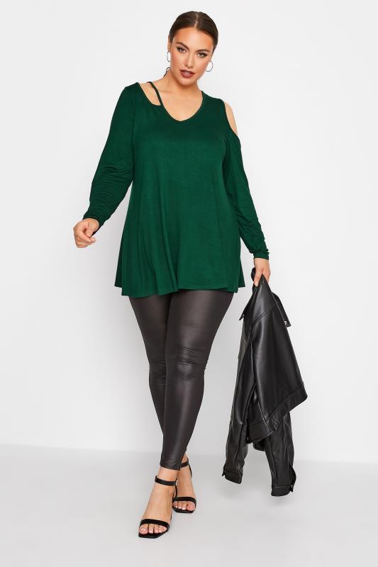 LIMITED COLLECTION Plus Size Forest Green Cut Out Detail Top | Yours Clothing 2
