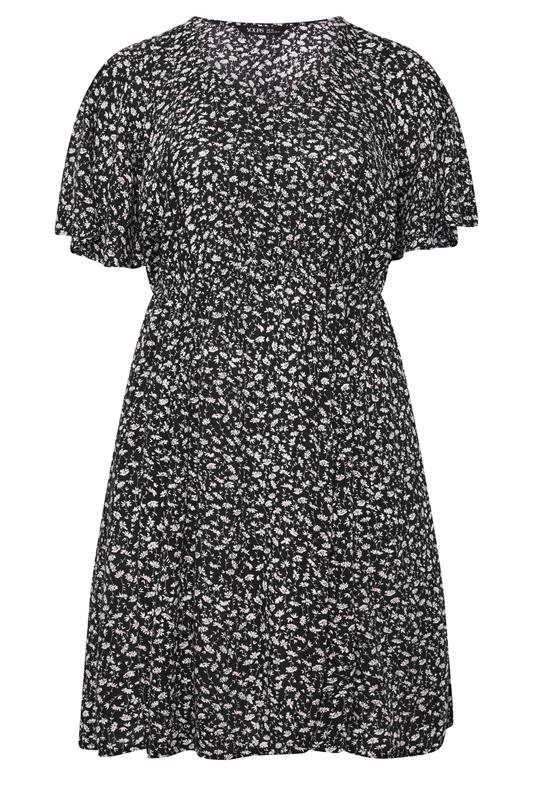 YOURS Plus Size Black Daisy Floral Smock Mini Dress | Yours Clothing 5