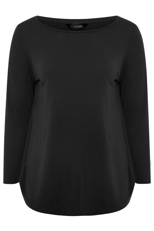 Plus Size Black Cotton Long Sleeve T-Shirt | Yours Clothing 5
