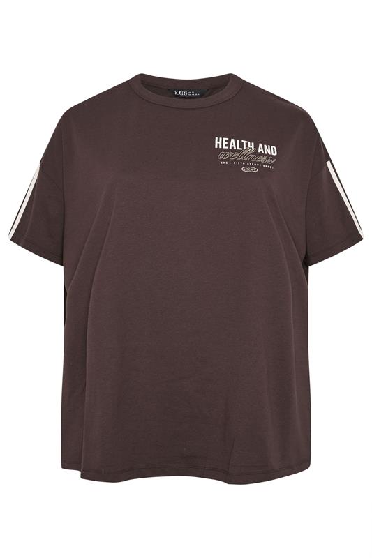 YOURS ACTIVE Plus Size Chocolate Brown 'Health & Wellness' T-Shirt | Yours Clothing 7