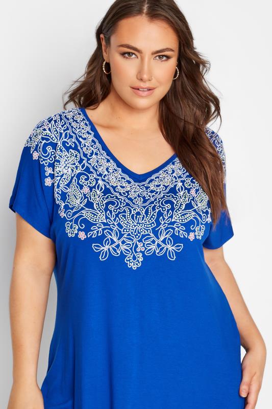 Curve Blue Aztec Embroidered Top 4
