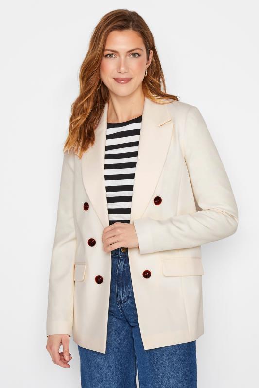  Grande Taille LTS Tall Ivory White Double Breasted Blazer