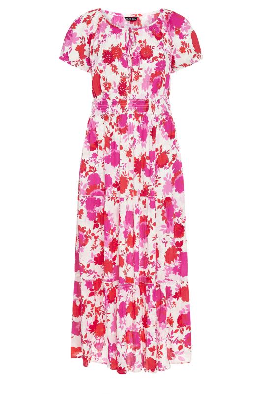 YOURS Plus Size Pink Floral Print Tie Front Maxi Dress | Yours Clothing 5