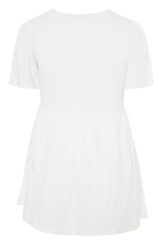 LIMITED COLLECTION Curve White Shirred Peplum Top 5